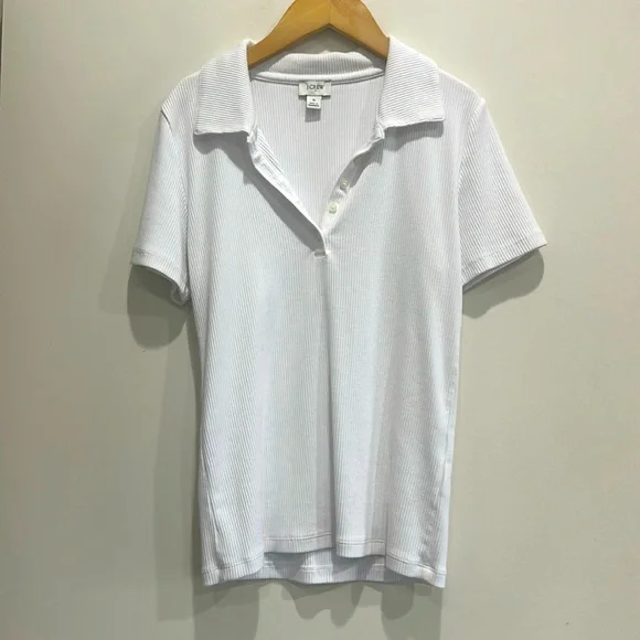 J crew White ribbed polo tee - Picture 4 of 8